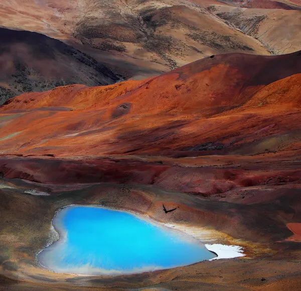 Red Desert Blue Lake, wall art by BJ Yang