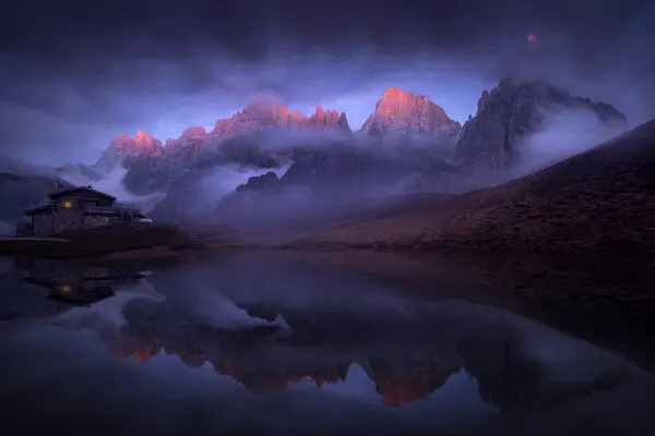 Pink Peaks Twilight Reflection, wall art by David Ilkovic EP AFIAP