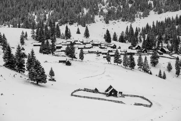 Snowy Mountain Village, wall art by Ovidiu Satmari