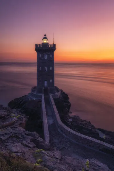 Serene Lighthouse Sunset, wall art by Oskar Baglietto