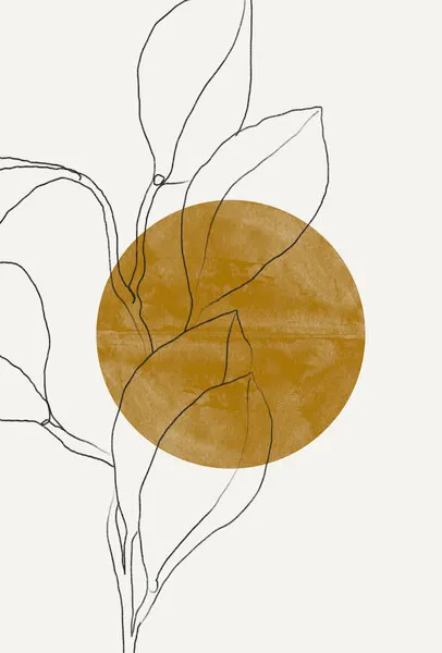 Earthy Line Leaves, wall art by THE MIUUS STUDIO