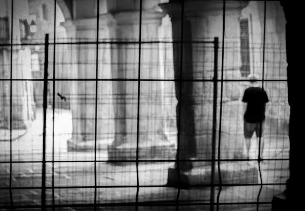 Man Behind City Grid, wall art by Milena Seita