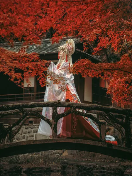 Autumn Kimono Bridge, wall art by Rihito(Licht)