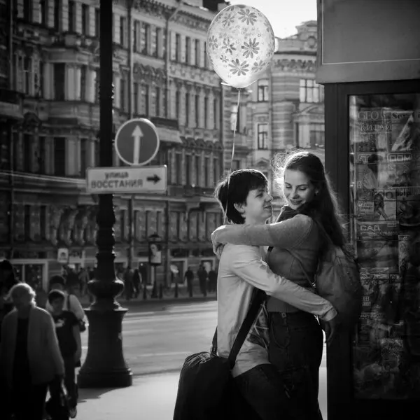 Young Couple Embrace, wall art by BJ Yang