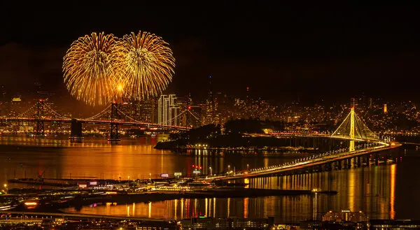 San Francisco Bay Fireworks, wall art by Ning Lin