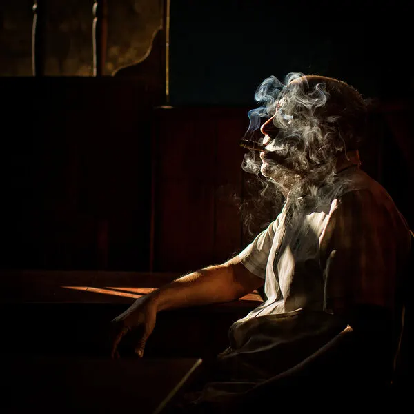 Contemplative Smoking Man, wall art by Dan Mirica