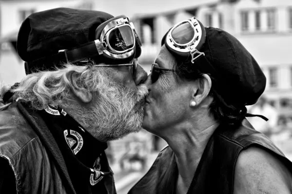 Biker Couple Kiss, wall art by Luis Sarmento