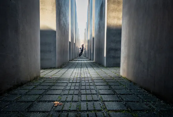 Man Walking Concrete Passage, wall art by Michel Groleau