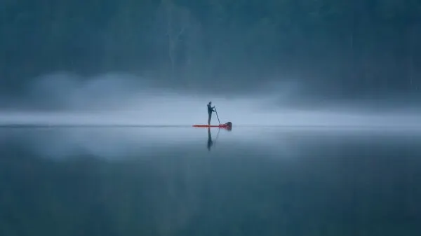 Serene Morning Paddle, wall art by Jianping Yang