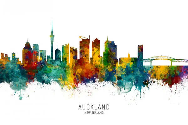 Vibrant Auckland Skyline, wall art by Michael Tompsett