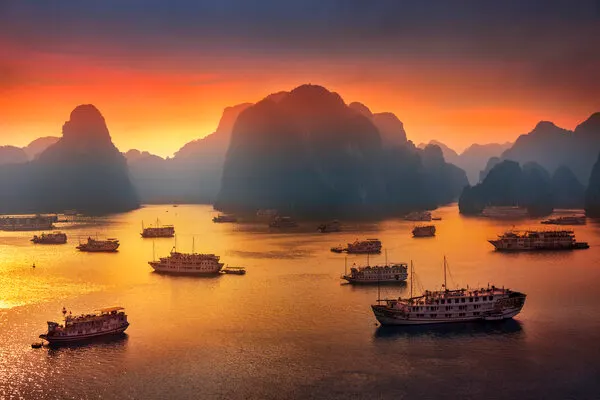 Ha Long Bay Sunset, wall art by Istvan Kadar