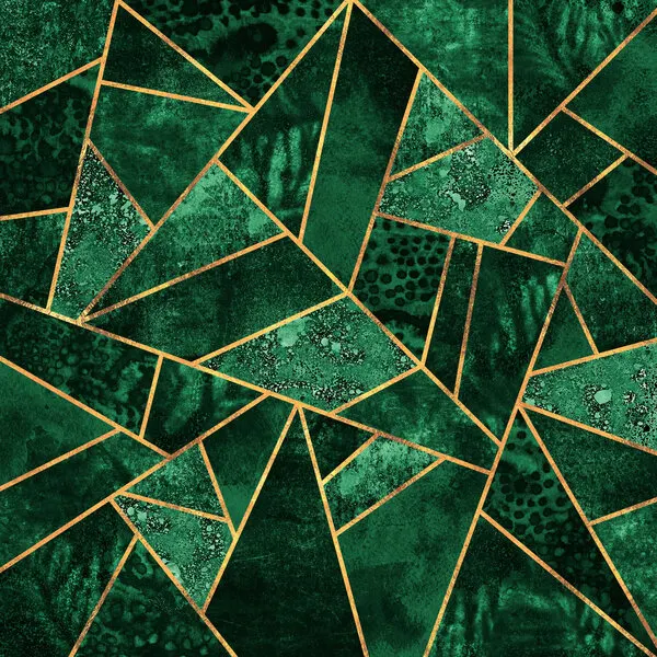 Emerald Gold Geometric, wall art by Elisabeth Fredriksson