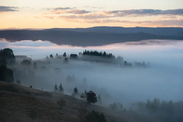 Misty Mountain Village, wall art by Ovidiu Satmari