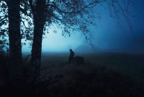 Man In Blue Fog, wall art by Mika Suutari