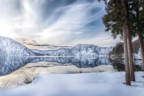 Snowy Mountain Lake Reflection, wall art by ik