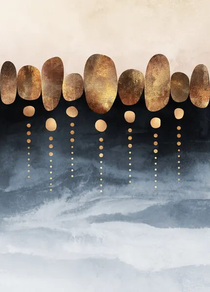 Golden Blue Abstract, wall art by Elisabeth Fredriksson