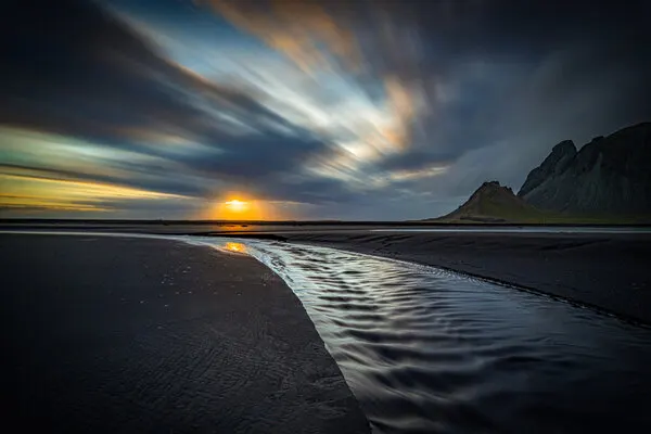 Golden Hour Coastal Stream, wall art by Isam Telhami