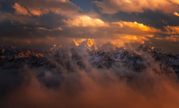 Golden Mountain Peaks, wall art by Yezimao