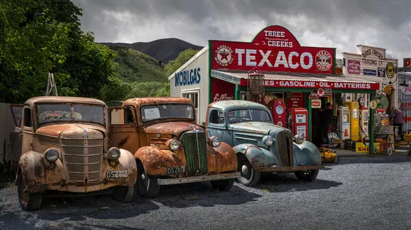 Vintage Gas Station Trucks, wall art by Emanuel Papamanolis