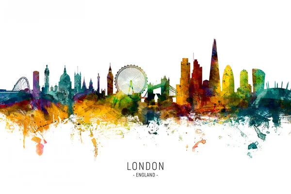 Colorful London Skyline, wall art by Michael Tompsett