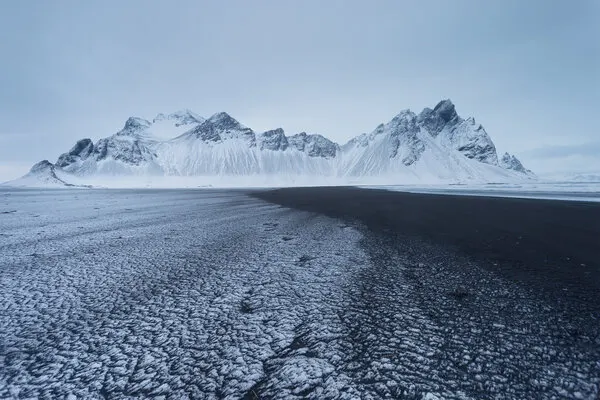 Snowy Peaks Black Beach, wall art by Paolo Stoppani