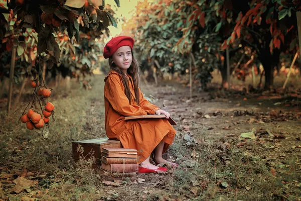 Autumn Orchard Girl, wall art by Tali Stein