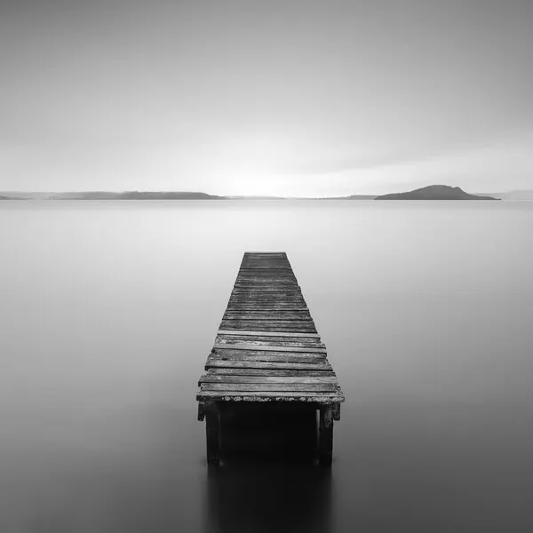 Serene Wooden Pier, wall art by Jana Luo