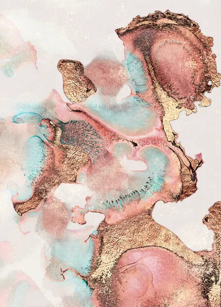 Liquid Gold and Teal, wall art by Elisabeth Fredriksson