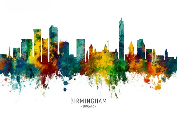 Vibrant Birmingham Skyline, wall art by Michael Tompsett