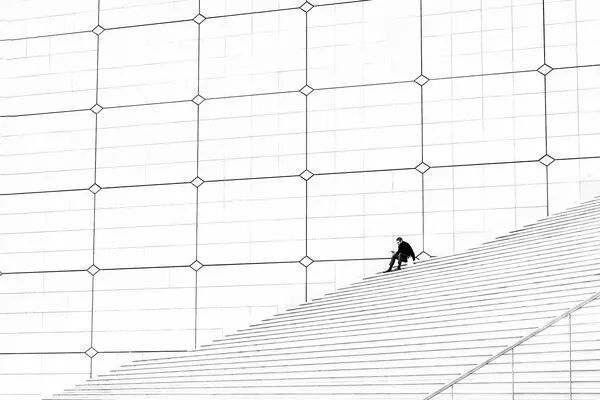 Man on Modern Steps, wall art by Michel Groleau