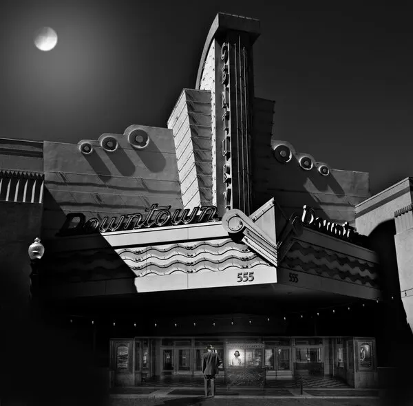 Downtown Theater Moonlit Night, wall art by LARRY BUTTERWORTH