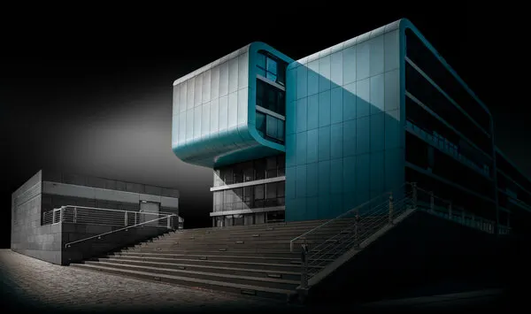 Sleek Blue Building, wall art by Jörg  Vollrath