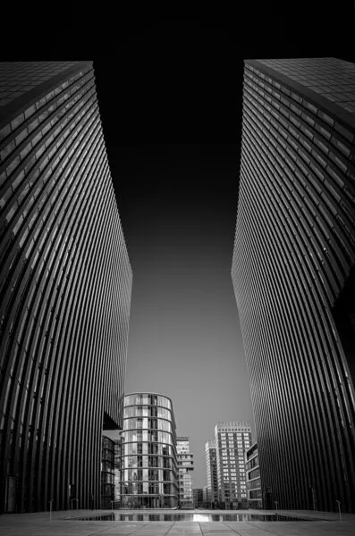 Monochrome Cityscape Curves, wall art by Jörg  Vollrath