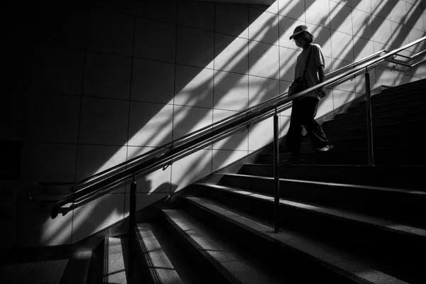 Solitary Figure Descending, wall art by Satoshi Hata