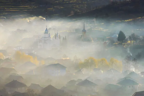 Misty Village Morning, wall art by Ovidiu Satmari