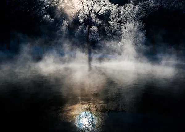 Moonlit Frosty Lake, wall art by Hidenori Sono