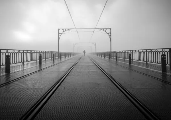 Lone Figure on Bridge, wall art by Paulo Gomes
