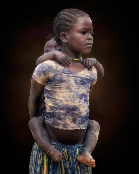 Carrying Her Young Sister, wall art by Yang Jiao