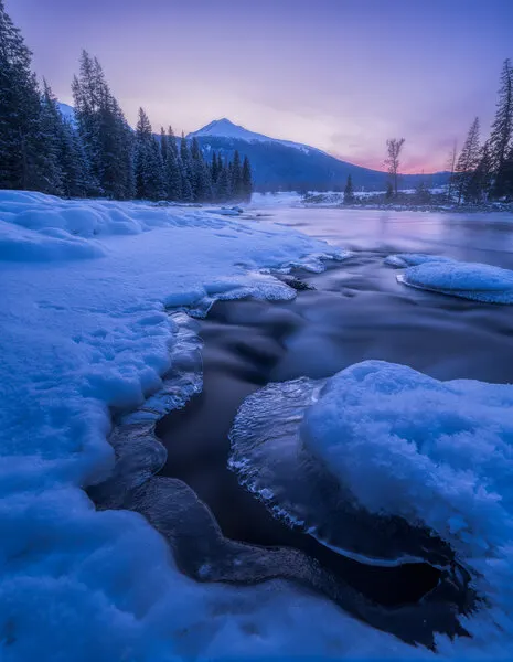 Winter River Twilight, wall art by Yezimao