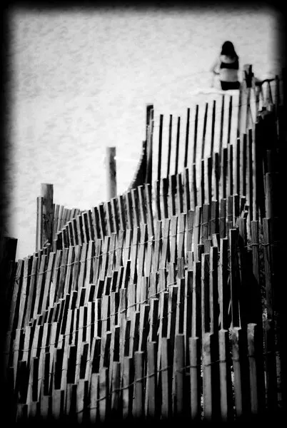 Coastal Fence Solitary Woman, wall art by Milena Seita