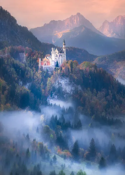 Castle in Autumn Mist, wall art by Jianping Yang