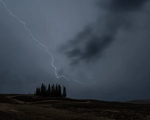 Lightning Storm Over Hills, wall art by Luca Domenichi