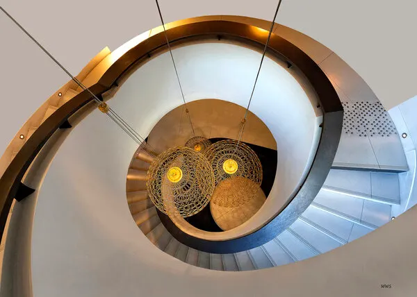 Golden Spiral Staircase, wall art by Wilma Wijers Smeets