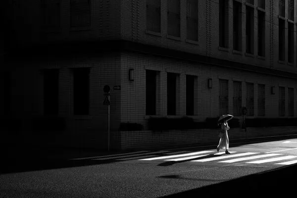 Crossing City Shadows, wall art by Satoshi Hata