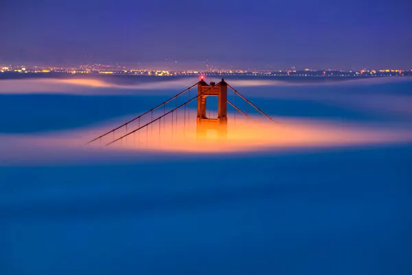 Golden Gate Fog Glow, wall art by Jingyu Wu