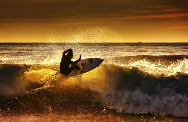 Golden Hour Surfing, wall art by Marco Petracci