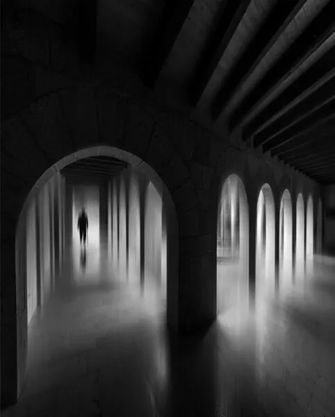 Mysterious Hallway Figure, wall art by Isam Telhami