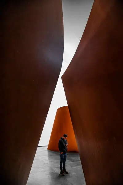 Man Amidst Abstract Art, wall art by Angel Villalba