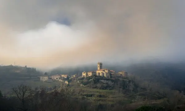 Misty Hilltop Village, wall art by Elisabeth van Helden