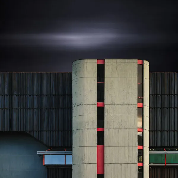 Geometric Red Building, wall art by Karol Važan